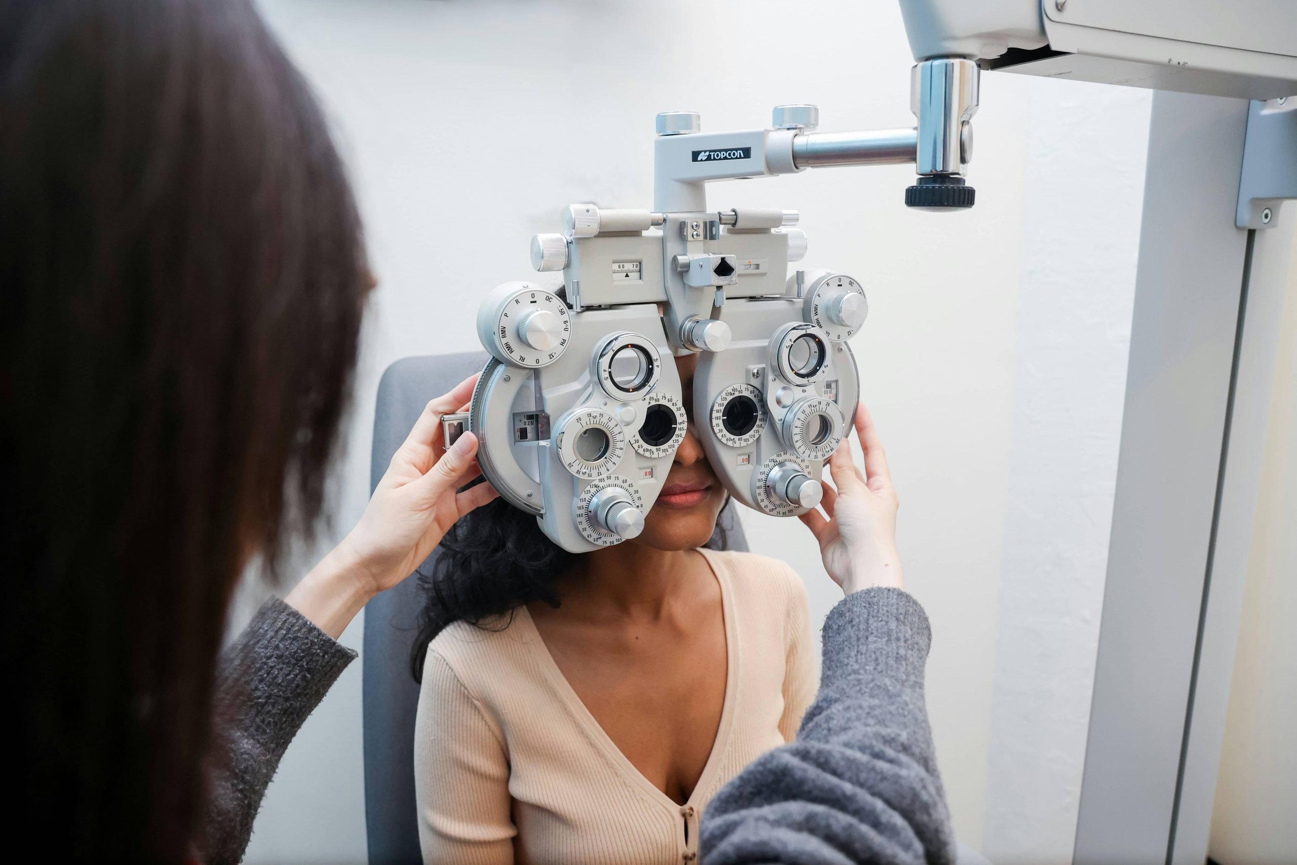 Eye testing of a lady using machine